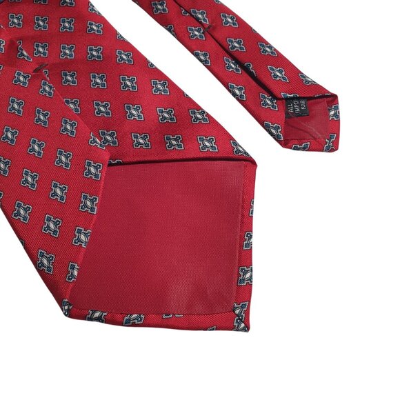 Stafford Necktie Red Blue Geometric Silk Vintage  Classic Formal Accessory Gift - Picture 6 of 6